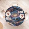 Ambesonne Ice Cream Fitted Round Tablecloth, Delicate Pattern of Colorful Design Dots and Hearts on Plain Back Cartoon, All Around Elastic Fabric Table Cover, 40″- 44″ Diameter, Pink Blue Apricot(Blue Indigo Multicolor)