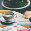 Ambesonne Ice Cream Fitted Round Tablecloth, Delicate Pattern of Colorful Design Dots and Hearts on Plain Back Cartoon, All Around Elastic Fabric Table Cover, 40″- 44″ Diameter, Pink Blue Apricot(Pink Blue Apricot)