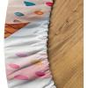 Ambesonne Ice Cream Fitted Round Tablecloth, Delicate Pattern of Colorful Design Dots and Hearts on Plain Back Cartoon, All Around Elastic Fabric Table Cover, 40″- 44″ Diameter, Pink Blue Apricot(Pink Blue Apricot)