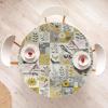 Ambesonne Ice Cream Fitted Round Tablecloth, Delicate Pattern of Colorful Design Dots and Hearts on Plain Back Cartoon, All Around Elastic Fabric Table Cover, 40″- 44″ Diameter, Pink Blue Apricot(Grey Pale Earth Yellow)