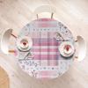 Ambesonne Ice Cream Fitted Round Tablecloth, Delicate Pattern of Colorful Design Dots and Hearts on Plain Back Cartoon, All Around Elastic Fabric Table Cover, 40″- 44″ Diameter, Pink Blue Apricot(Pink White Purple Grey)