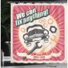 Ambesonne Manly Shower Curtain, Cartoon Hot-Rod Truck Antique Old Model Automobile Transport Nostalgia Illustration, Cloth Fabric Bathroom Decor Set with Hooks, 69″ W x 70″ L, Orange Black(Pink White)