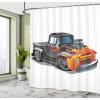 Ambesonne Manly Shower Curtain, Cartoon Hot-Rod Truck Antique Old Model Automobile Transport Nostalgia Illustration, Cloth Fabric Bathroom Decor Set with Hooks, 69″ W x 70″ L, Orange Black(Orange Black)
