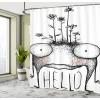 Ambesonne Manly Shower Curtain, Cartoon Hot-Rod Truck Antique Old Model Automobile Transport Nostalgia Illustration, Cloth Fabric Bathroom Decor Set with Hooks, 69″ W x 70″ L, Orange Black(Black White)