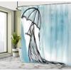 Ambesonne Manly Shower Curtain, Cartoon Hot-Rod Truck Antique Old Model Automobile Transport Nostalgia Illustration, Cloth Fabric Bathroom Decor Set with Hooks, 69″ W x 70″ L, Orange Black(Soft Blue)