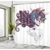 Ambesonne Manly Shower Curtain, Cartoon Hot-Rod Truck Antique Old Model Automobile Transport Nostalgia Illustration, Cloth Fabric Bathroom Decor Set with Hooks, 69″ W x 70″ L, Orange Black(Purple Green)