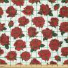 Ambesonne Roses Fabric by The Yard, Romantic Valentines Day Pattern with Realistic Flowers Image, Stretch Knit Fabric for Clothing Sewing and Arts Crafts, 1 Yard, Vermilion White(Vermilion White)