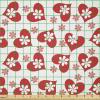 Ambesonne Valentines Fabric by The Yard, Romantic Feelings Illustration with Hearts and Flowers Valentines Day, Stretch Knit Fabric for Clothing Sewing and Arts Crafts, 1 Yard, Dark Coral White(Dark Coral White)