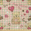 Ambesonne Valentines Fabric by The Yard, Teddy Bears Celebrating Your Happy Valentines Day Cakes Balloons, Stretch Knit Fabric for Clothing Sewing and Arts Crafts, 3 Yards, Coral Brown Peach(Coral Brown Peach)