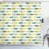 Ambesonne Animal Shower Curtain, Crocodile Characters in Cartoon Style Funny Faces Animal Alligators, Cloth Fabric Bathroom Decor Set with Hooks, 69″ W x 70″ L, Yellow Green Teal