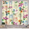 Ambesonne Cartoon Kitchen Curtains, Design Owls with Flowers Leaves Branches Design for Kid Nursery Room Landscape, Window Drapes 2 Panel Set for Kitchen Cafe Decor, 55″ x 39″, Pastel Beige