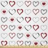 Ambesonne Love Fabric by The Yard, Hand Drawn Style Doodle Hearts Valentines Day Romance Hipster Modern Pattern, Stretch Knit Fabric for Clothing Sewing and Arts Crafts, 1 Yard, Ruby Black White(Ruby Black White)
