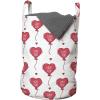 Ambesonne Romantic Laundry Bag, Valentines Day Theme Heart Shaped Love You Balloons Happiness Birthday, Hamper Basket with Handles Drawstring Closure for Laundromats, 13″ x 19″, Dark Coral and White