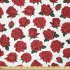 Ambesonne Roses Fabric by The Yard, Romantic Valentines Day Pattern with Realistic Flowers Image, Stretch Knit Fabric for Clothing Sewing and Arts Crafts, 1 Yard, Vermilion White(Vermilion White)