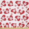 Ambesonne Valentines Fabric by The Yard, Romantic Feelings Illustration with Hearts and Flowers Valentines Day, Stretch Knit Fabric for Clothing Sewing and Arts Crafts, 1 Yard, Dark Coral White(Dark Coral White)