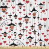 Ambesonne Valentines Fabric by The Yard, Valentines Day Themed Love Illustration of Hearts with Ornaments, Stretch Knit Fabric for Clothing Sewing and Arts Crafts, 2 Yards, Orange Red Black(Orange Red Black)