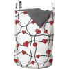Ambesonne Valentines Laundry Bag, Geometric Themed Illustration with Lines and Hearts Romantic Valentines Day, Hamper Basket with Handles Drawstring Closure for Laundromats, 13″ x 19″, Red Black White