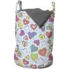 Ambesonne Valentines Laundry Bag, Various Kinds of Hand Drawn Style Colorful Hearts with Wings Arrows and Flowers, Hamper Basket with Handles Drawstring Closure for Laundromats, 13″ x 19″, Multicolor