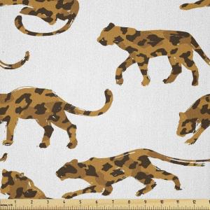 Ambesonne Boxer Dog Fabric by The Yard, Cartoon Purebred Dogs Paw Prints and Bones, Microfiber Fabric for Arts and Crafts Textiles & Decor, 1 Yard, Brown Caramel(Pale Brown)