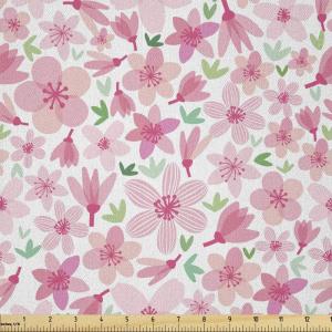 Ambesonne Boxer Dog Fabric by The Yard, Cartoon Purebred Dogs Paw Prints and Bones, Microfiber Fabric for Arts and Crafts Textiles & Decor, 1 Yard, Brown Caramel(Green Pink)