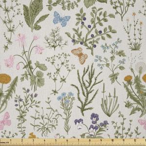 Ambesonne Boxer Dog Fabric by The Yard, Cartoon Purebred Dogs Paw Prints and Bones, Microfiber Fabric for Arts and Crafts Textiles & Decor, 1 Yard, Brown Caramel(Beige Reseda Green Pink Blue)