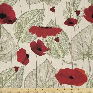 Ambesonne Boxer Dog Fabric by The Yard, Cartoon Purebred Dogs Paw Prints and Bones, Microfiber Fabric for Arts and Crafts Textiles & Decor, 1 Yard, Brown Caramel(Fern Green)