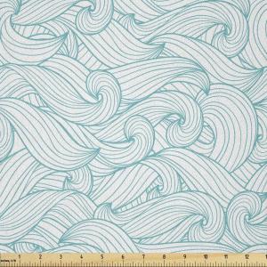 Ambesonne Boxer Dog Fabric by The Yard, Cartoon Purebred Dogs Paw Prints and Bones, Microfiber Fabric for Arts and Crafts Textiles & Decor, 1 Yard, Brown Caramel(Pale Blue White)