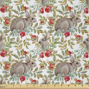 Ambesonne Boxer Dog Fabric by The Yard, Cartoon Purebred Dogs Paw Prints and Bones, Microfiber Fabric for Arts and Crafts Textiles & Decor, 1 Yard, Brown Caramel(Warm Taupe)