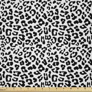 Ambesonne Boxer Dog Fabric by The Yard, Cartoon Purebred Dogs Paw Prints and Bones, Microfiber Fabric for Arts and Crafts Textiles & Decor, 1 Yard, Brown Caramel(Black White)