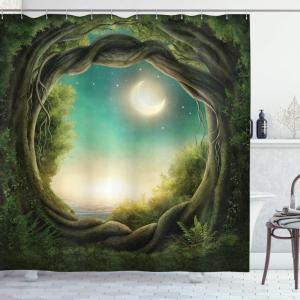 Ambesonne Cartoon Shower Curtain, Animal Map of The World for Cartoon Mountains Forests Happy Atlas, Cloth Fabric Bathroom Decor Set with Hooks, 69″ W x 84″ L, Yellow Green and Pale Blue(Cream Green Teal)