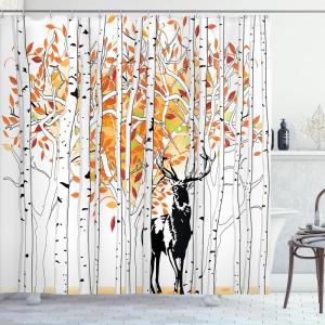 Ambesonne Cartoon Shower Curtain, Animal Map of The World for Cartoon Mountains Forests Happy Atlas, Cloth Fabric Bathroom Decor Set with Hooks, 69″ W x 84″ L, Yellow Green and Pale Blue(Orange Green and White)