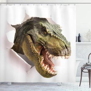 Ambesonne Cartoon Shower Curtain, Animal Map of The World for Cartoon Mountains Forests Happy Atlas, Cloth Fabric Bathroom Decor Set with Hooks, 69″ W x 84″ L, Yellow Green and Pale Blue(Green Army Green White)