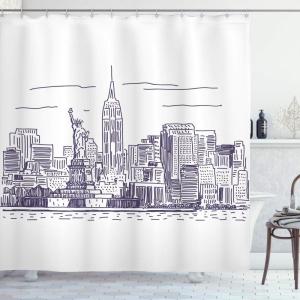 Ambesonne Cartoon Shower Curtain, Animal Map of The World for Cartoon Mountains Forests Happy Atlas, Cloth Fabric Bathroom Decor Set with Hooks, 69″ W x 84″ L, Yellow Green and Pale Blue(Purple White)