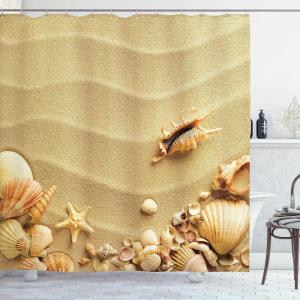 Ambesonne Cartoon Shower Curtain, Forest Secret Swing Old Tree Curly Half Moon Shaped Lamps Butterflies Print, Cloth Fabric Bathroom Decor Set with Hooks, 69″ W x 75″ L, Brown Khaki(Brown)