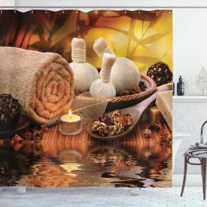 Ambesonne Cartoon Shower Curtain, Tale Castle Scenery in Floral Garden Girls Fantasy Picture, Cloth Fabric Bathroom Decor Set with Hooks, 69″ W x 70″ L, Pink Blue(Mustard and Orange)