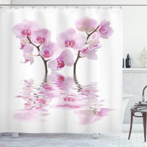 Ambesonne Cartoon Shower Curtain, Tale Castle Scenery in Floral Garden Girls Fantasy Picture, Cloth Fabric Bathroom Decor Set with Hooks, 69″ W x 70″ L, Pink Blue(White Pink)