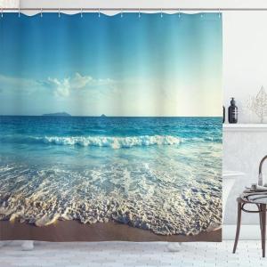 Ambesonne Cartoon Shower Curtain, Tale Castle Scenery in Floral Garden Girls Fantasy Picture, Cloth Fabric Bathroom Decor Set with Hooks, 69″ W x 70″ L, Pink Blue(Turquoise)