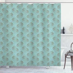 Ambesonne Cartoon Shower Curtain, Tale Castle Scenery in Floral Garden Girls Fantasy Picture, Cloth Fabric Bathroom Decor Set with Hooks, 69″ W x 70″ L, Pink Blue(Pale Blue Brown)