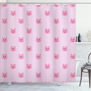 Ambesonne Cartoon Shower Curtain, Tale Castle Scenery in Floral Garden Girls Fantasy Picture, Cloth Fabric Bathroom Decor Set with Hooks, 69″ W x 70″ L, Pink Blue(Baby Pink)