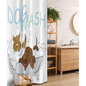 Ambesonne Cartoon Stall Shower Curtain, Happy Rubber Duck and Bubbles Pattern Theme Art, Fabric Bathroom Decor Set with Hooks, 36″ W x 72″ L, Yellow Aqua(Brown White)