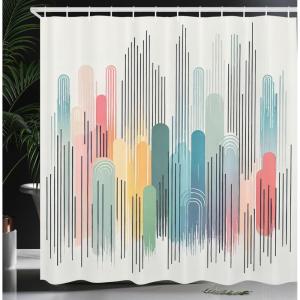 Ambesonne Cartoon Stall Shower Curtain, Happy Rubber Duck and Bubbles Pattern Theme Art, Fabric Bathroom Decor Set with Hooks, 36″ W x 72″ L, Yellow Aqua(Multicolor White Grey)