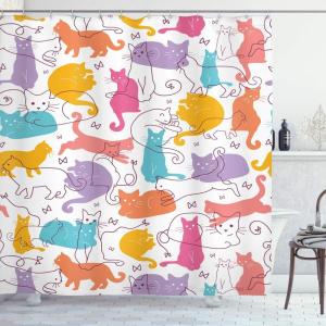 Ambesonne Cartoon Stall Shower Curtain, Happy Rubber Duck and Bubbles Pattern Theme Art, Fabric Bathroom Decor Set with Hooks, 36″ W x 72″ L, Yellow Aqua(Mustard Purple)