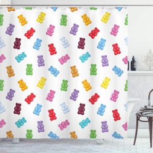 Ambesonne Cartoon Stall Shower Curtain, Happy Rubber Duck and Bubbles Pattern Theme Art, Fabric Bathroom Decor Set with Hooks, 36″ W x 72″ L, Yellow Aqua(Pastel Yellow)