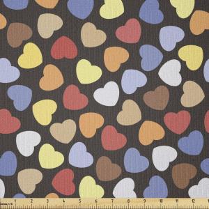 Ambesonne Hearts Fabric by The Yard, Romantic Valentine’s Day Inspired of Love Pattern Doodle Style Illustration, Stretch Knit Fabric for Clothing Sewing and Arts Crafts, 1 Yard, Multicolor(Multicolor)