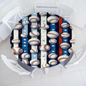 Ambesonne Ice Cream Fitted Round Tablecloth, Delicate Pattern of Colorful Design Dots and Hearts on Plain Back Cartoon, All Around Elastic Fabric Table Cover, 40″- 44″ Diameter, Pink Blue Apricot(Sea Blue Off White Red)