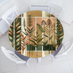 Ambesonne Ice Cream Fitted Round Tablecloth, Delicate Pattern of Colorful Design Dots and Hearts on Plain Back Cartoon, All Around Elastic Fabric Table Cover, 40″- 44″ Diameter, Pink Blue Apricot(Forest Green Rust Tan)