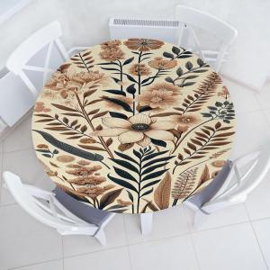 Ambesonne Ice Cream Fitted Round Tablecloth, Delicate Pattern of Colorful Design Dots and Hearts on Plain Back Cartoon, All Around Elastic Fabric Table Cover, 40″- 44″ Diameter, Pink Blue Apricot(Eggshell Umber Slate Blue)