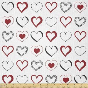 Ambesonne Love Fabric by The Yard, Hand Drawn Style Doodle Hearts Valentines Day Romance Hipster Modern Pattern, Stretch Knit Fabric for Clothing Sewing and Arts Crafts, 1 Yard, Ruby Black White(Ruby Black White)