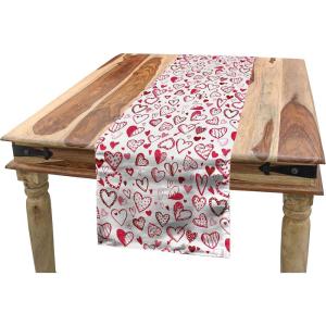 Ambesonne Love Table Runner, Pattern Valentine’s Day with Flowers and Butterfly Holiday Love Antiquity Vintage, Rectangle Scarf for Dining Room Kitchen Table Setting Decor, 12″ X 72″, Beige Brown Red(Magenta Ruby White)