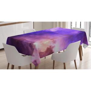 Ambesonne Love Tablecloth, Pattern of Hearts and Romantic Wedding Theme Celebration Valentines, Rectangular Table Cover for Dining Room Kitchen Decor, 60″ X 84″, Pink White(Violet)